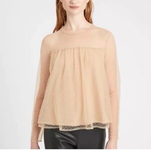 Banana Republic Cream Ruffled Blouse Relaxed Fit